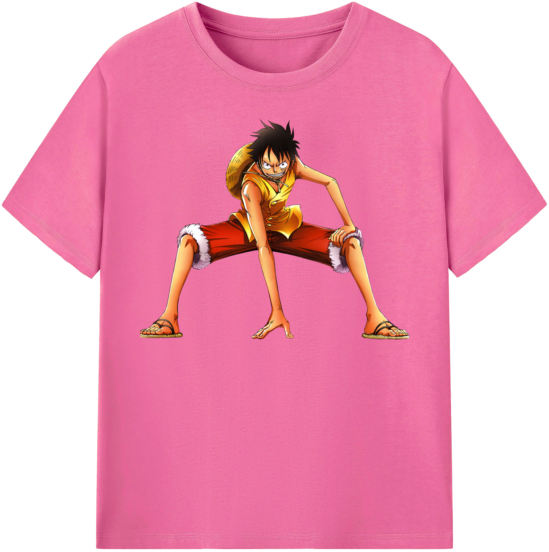 ワンピース モンキー・D・ルフィ ONE PIECE Monkey D. Luffy レディースカジュアルプリントTシャツ（綿100％）